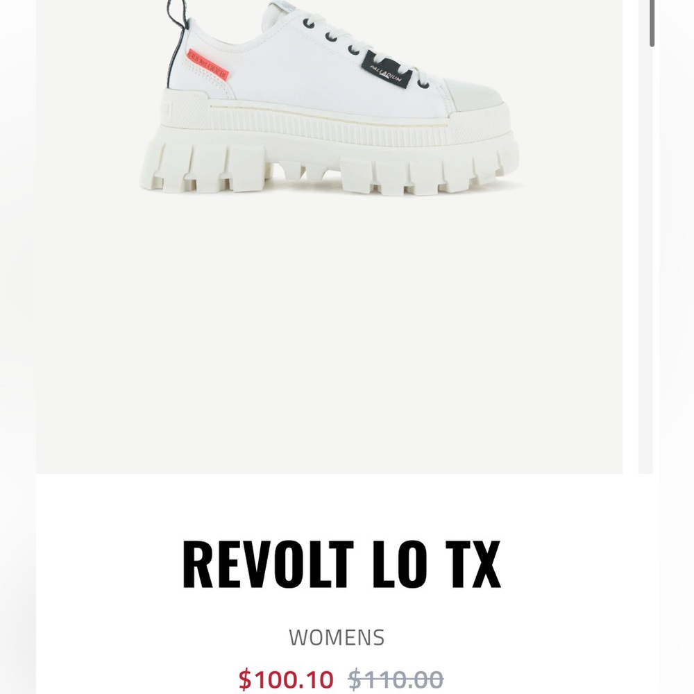 Never worn palladium revolt lo tix in star white